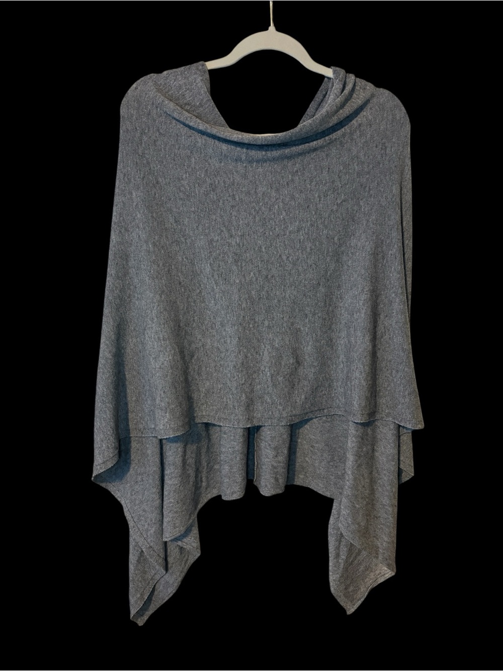 Women's Gray Layered Knit Poncho Sweater